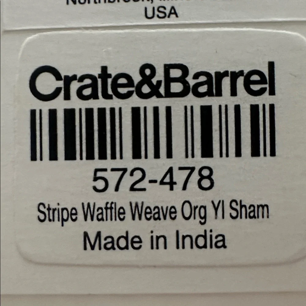 BRAND NEW Crate&Barrel Yellow Striped Pillow Sham